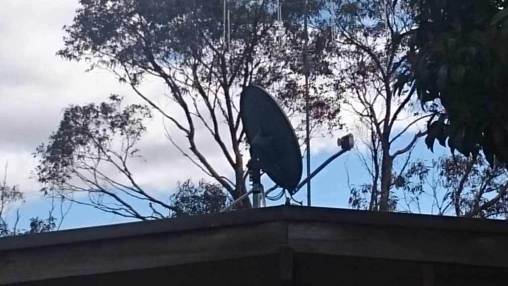 The new satellite dish which as moved closer to the ridge of the roof for a better signal.